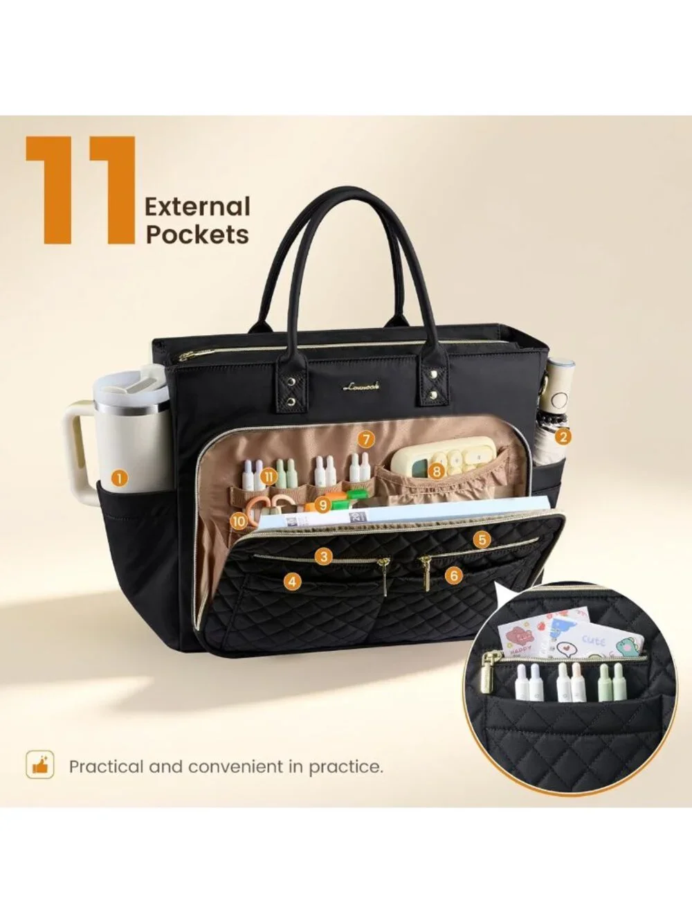 Quilted Tote Bag for Women | Stylish Laptop Shoulder Bag for Work & Travel